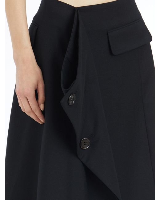 Comme des Garçons Black Long Wool Skirt