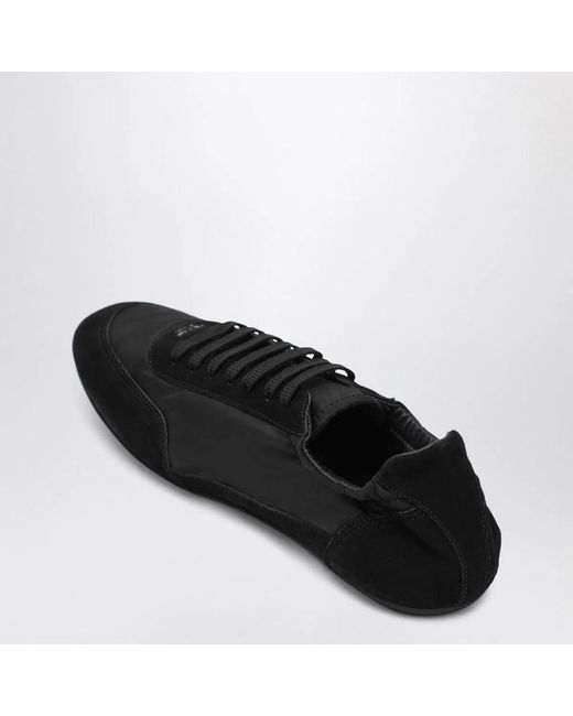 Prada Black Collapse Renylon And Suede Sneaker for men