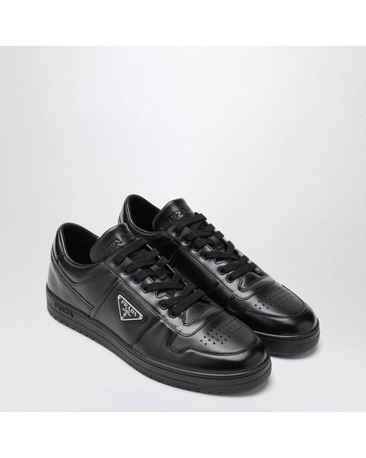 Prada Black Leather Downtown Sneakers for men