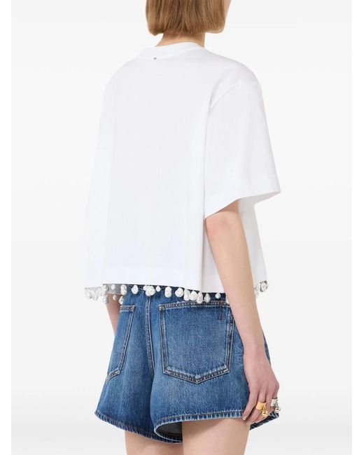 Max Mara White Embellished Cotton T-Shirt