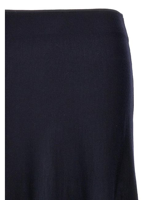 Khaite Blue Wool Midi Skirt
