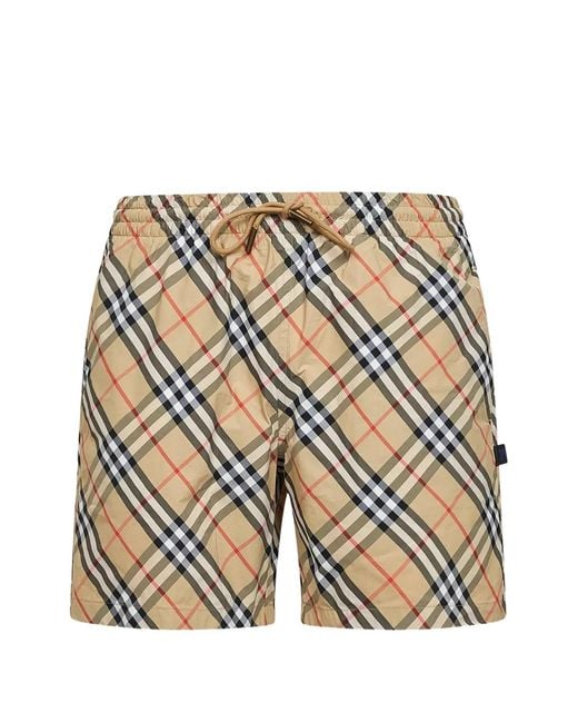 Burberry White Check Swim Shorts for men