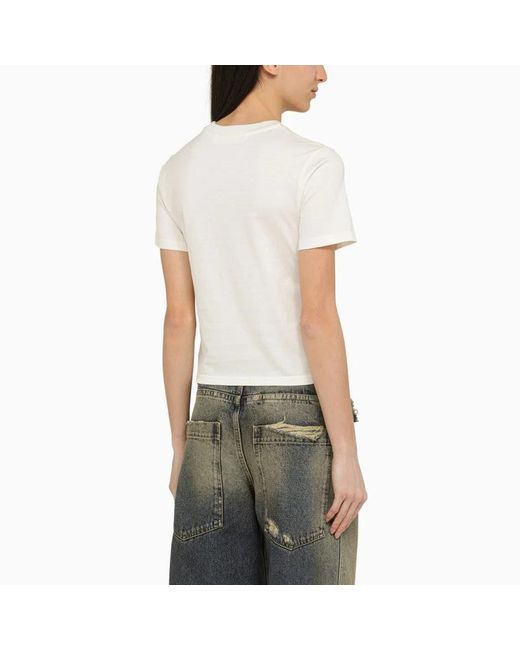 Palm Angels White Logo Cotton T-Shirt
