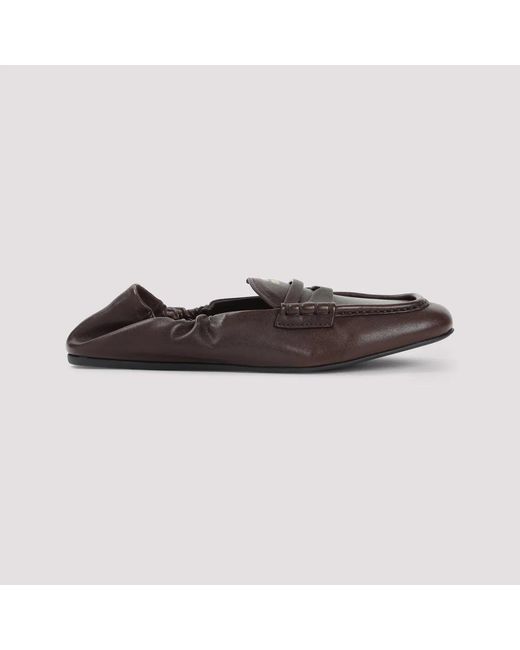 Miu Miu Brown Ruches Nappa Leather Loafers