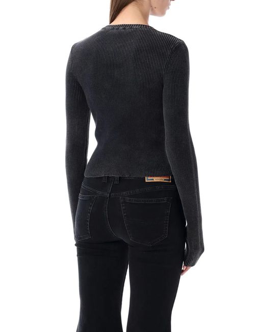 DIESEL Blue M-Anchor-A Ribbed Long-Sleeve Top