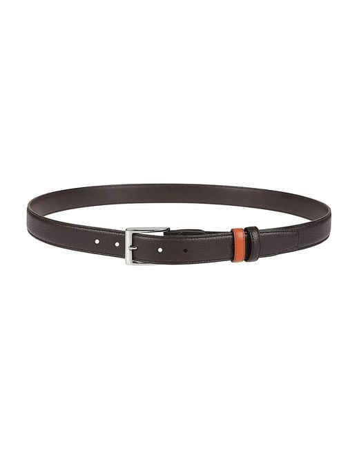 Hogan Brown Grained Texture Leather Belt for men