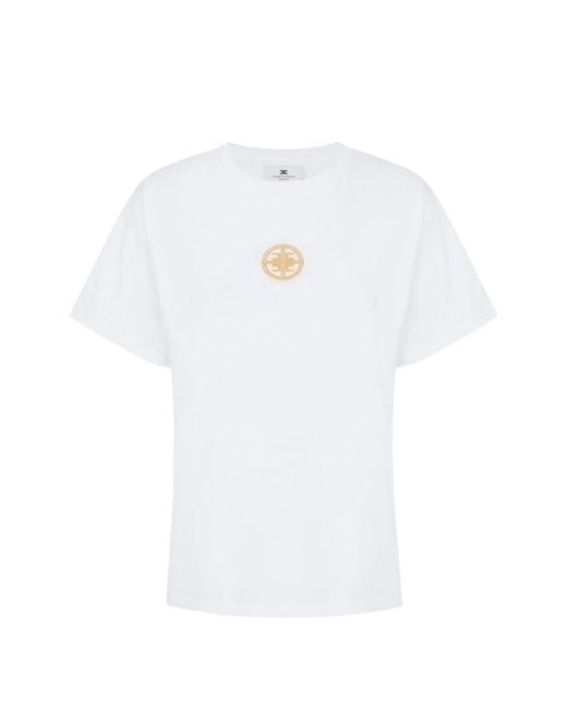 Elisabetta Franchi White Jersey T-Shirt With Jewel Logo
