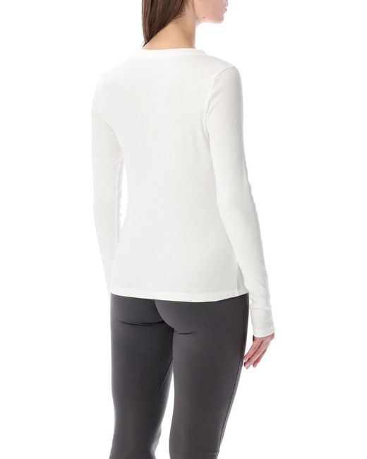 Nike White Ribbed Slim Long Sleeve T-Shirt