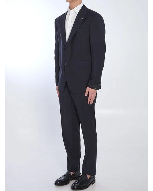 Tagliatore Blue Biue Napoli Single-Breasted Virgin Wool Suit for men