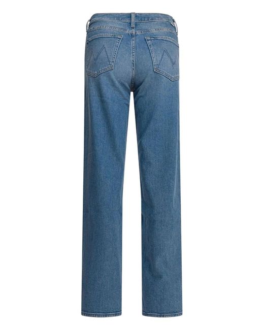 Mother Blue The Spinner Zip Sneak Denim Jeans