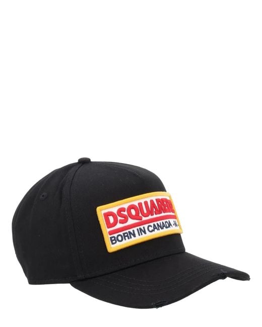 DSquared² Black Baseball Hat With Logo Patch for men