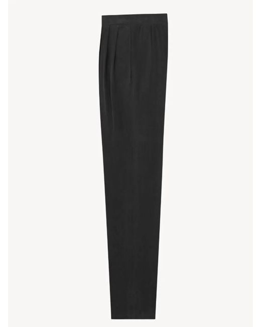 Saint Laurent Black Silk Formal Trousers