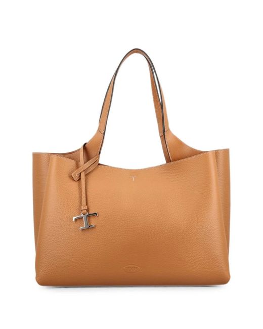 Tod's Brown T Timeless Medium Leather Tote