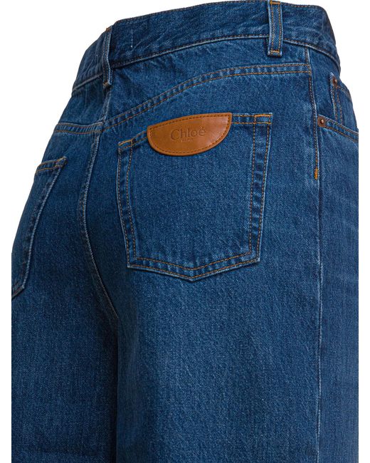Chloé Blue Organic Cotton Wide Leg Denim Jeans