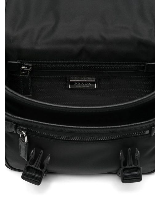 Prada Black Re-Nylon And Saffiano Leather Shoulder Bag for men