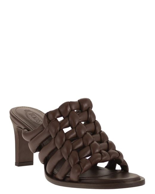 Tod's Brown Nappa Leather Clogs