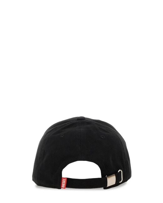 DIESEL Black Baseball Hat With Logo for men