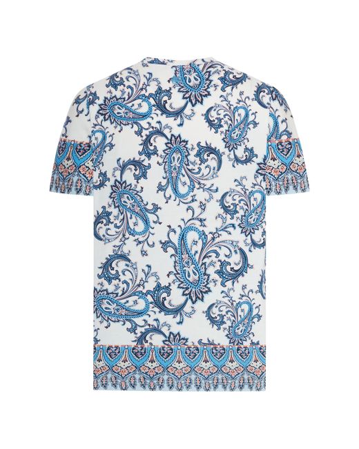 Etro Blue Cotton T-Shirt Roma for men