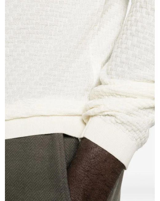 Emporio Armani White Wool Crewneck Sweater for men