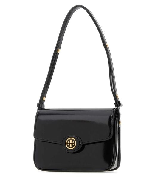 Tory Burch Black Robinson Spazzolato Convertible Shoulder Bag