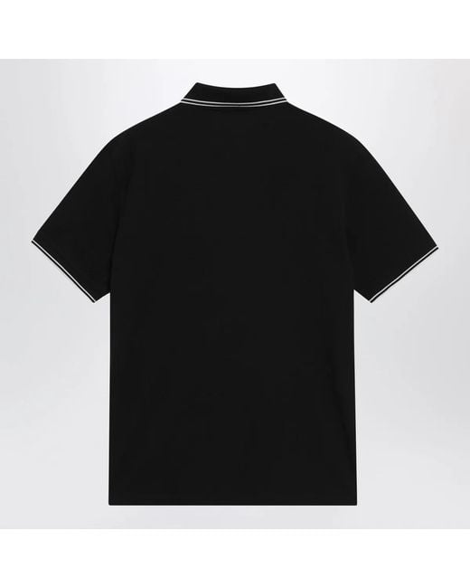 Stone Island Black Polo With Compass Logo Patch for men