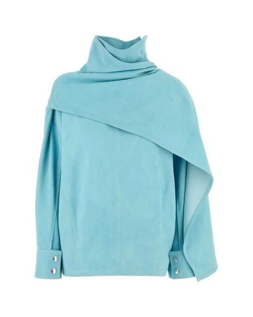 Bottega Veneta Blue Leather Blouse
