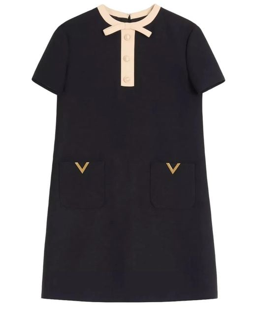 Valentino Black Wool And Silk Mini Dress