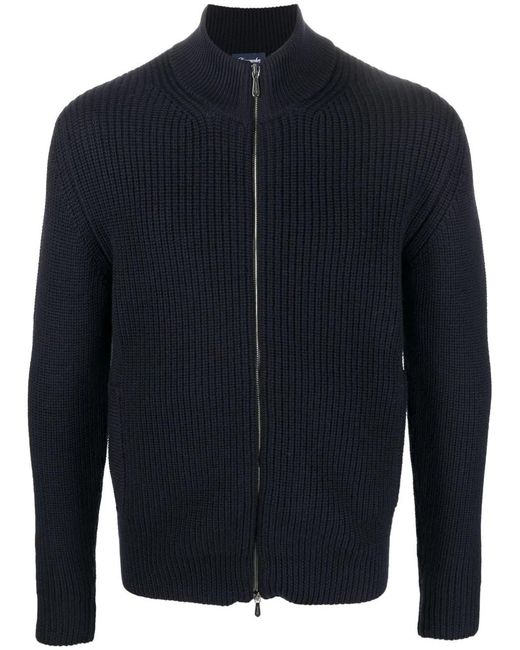 Drumohr Blue Half Zip Pullover for men