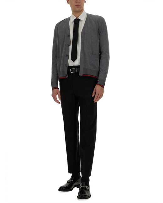 Gucci Gray Web Pattern Cardigan for men