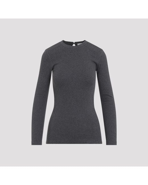 Brunello Cucinelli Black Piombo L/S Rib T-Shirt