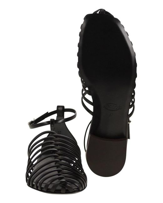 Tod's Black Leather Sandal