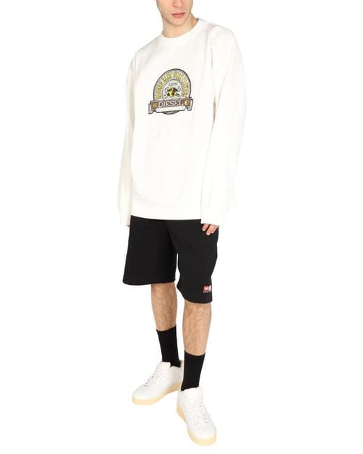 DIESEL White Logo Patch Sweatshirt for men