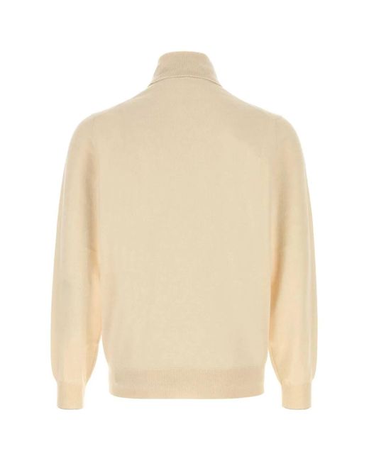 Brunello Cucinelli Natural Cashmere Turtleneck Sweater for men