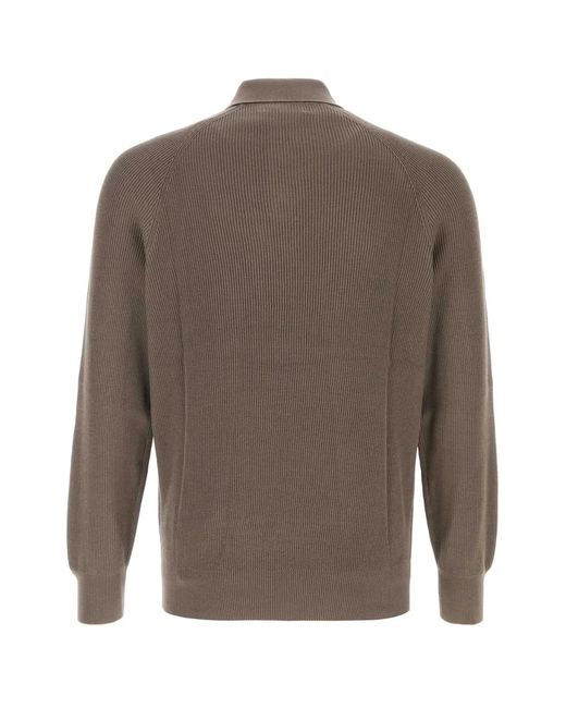 Brunello Cucinelli Brown Full Sleeves Polo for men