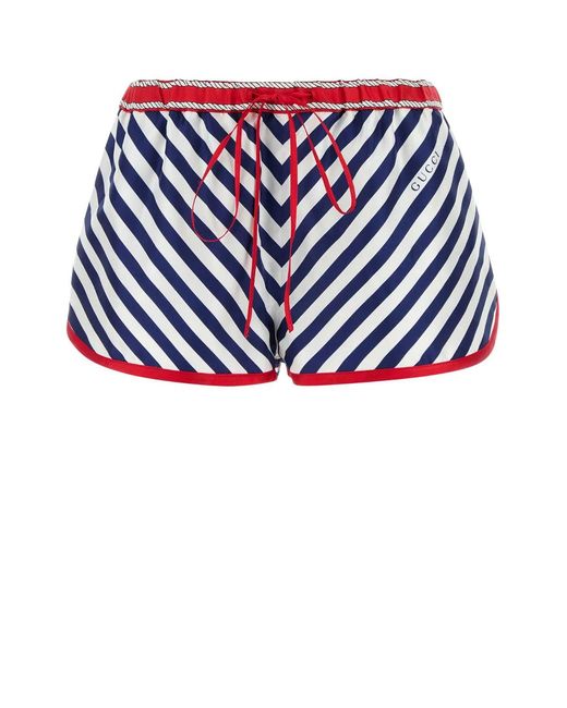 Gucci Blue Printed Silk Shorts