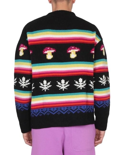 MSGM Red Wool Crew Neck Sweater for men