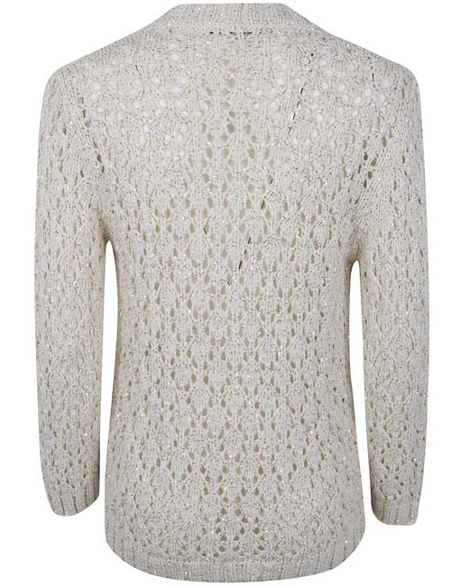 Fabiana Filippi Gray Openwork Knit V Neck Shirt