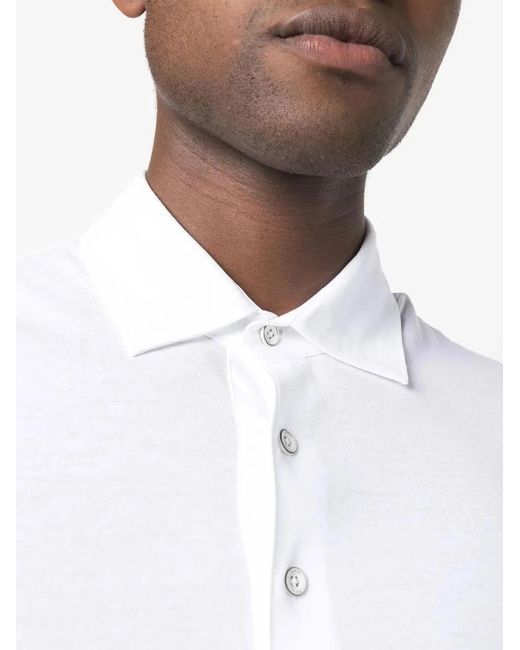 Herno White Knitted Polo Shirt for men