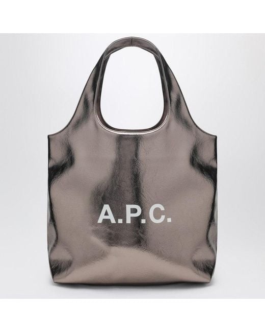 A.P.C. Gray Ninon Metallic Tote Bag