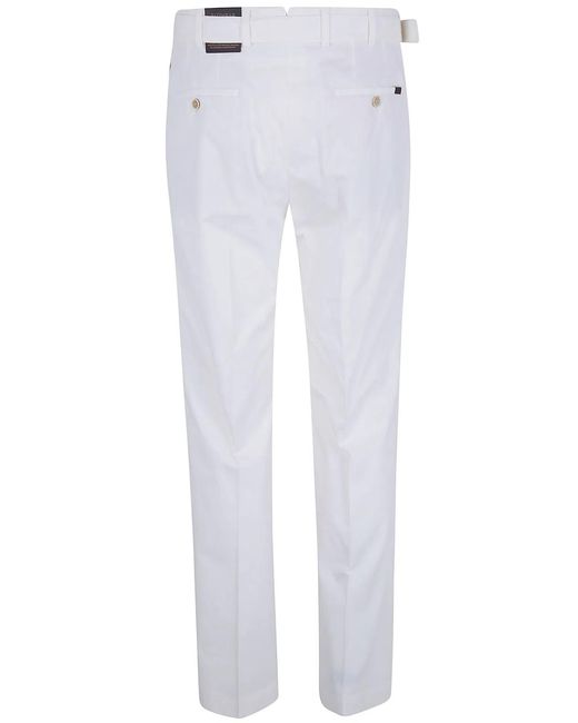 Incotex White Belted Classic Chino Trousers for men