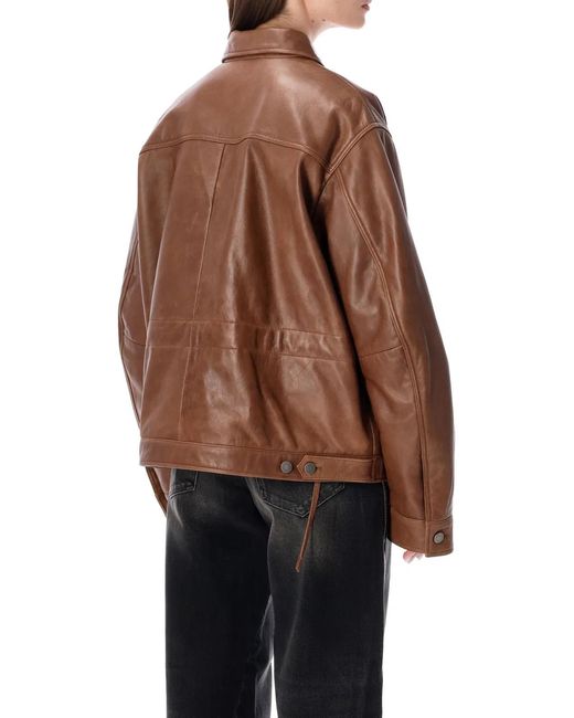 Haikure Brown Silky Leather Jacket