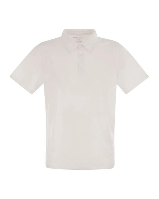 Majestic White Cotton And Lyocell Polo Shirt for men