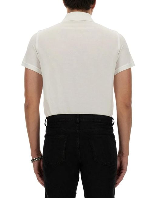 Saint Laurent White Monogram Polo for men