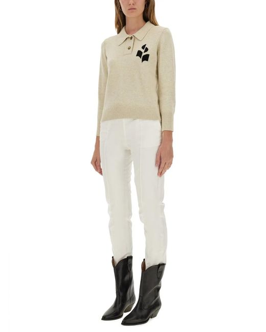 Isabel Marant Natural Polo Shirt With Logo