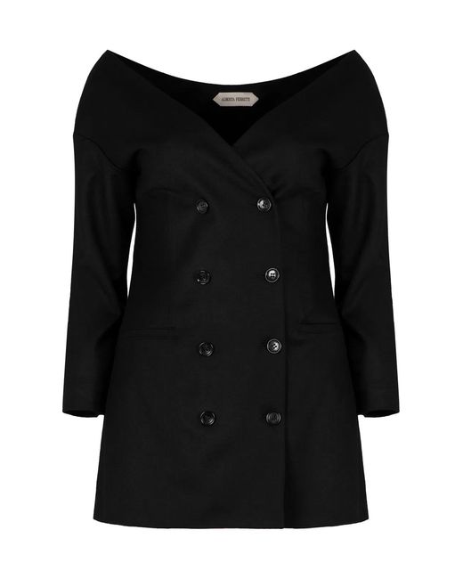 Alberta Ferretti Black Double-Breasted Virgin Wool Jacket