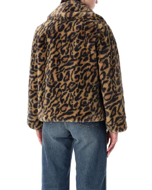 A.P.C. Black Leopard-Print Faux Fur Johanna Coat