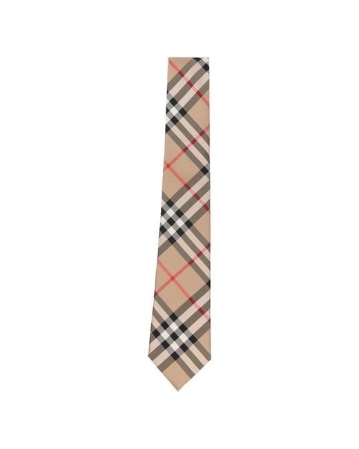Burberry White Check Silk Tie for men