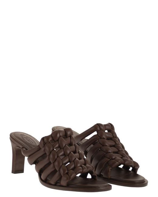 Tod's Brown Nappa Leather Clogs