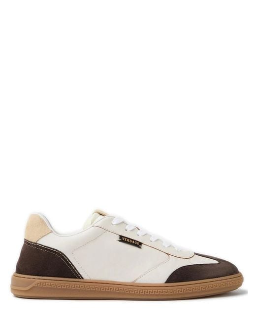 Versace White Greca Court Sneakers for men