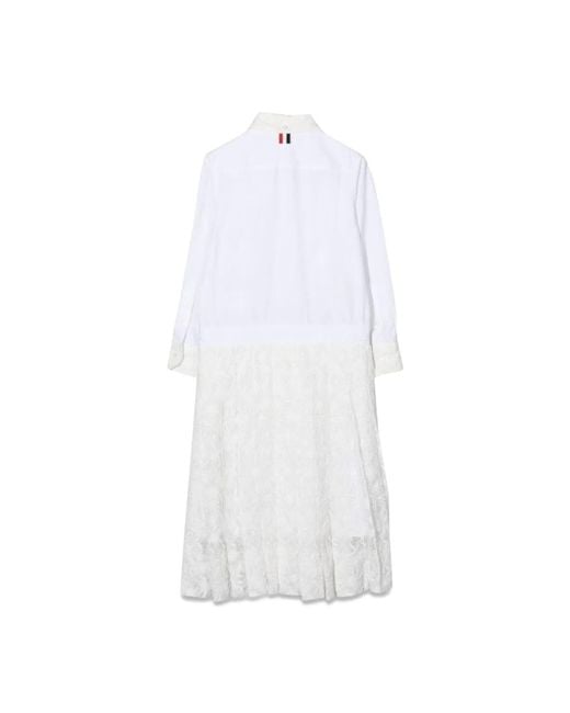 Thom Browne White Pleated Bottom Shirtdress